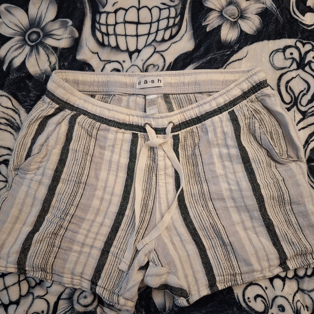 Ash Women's High Waist Striped Shorts - Gray and Black